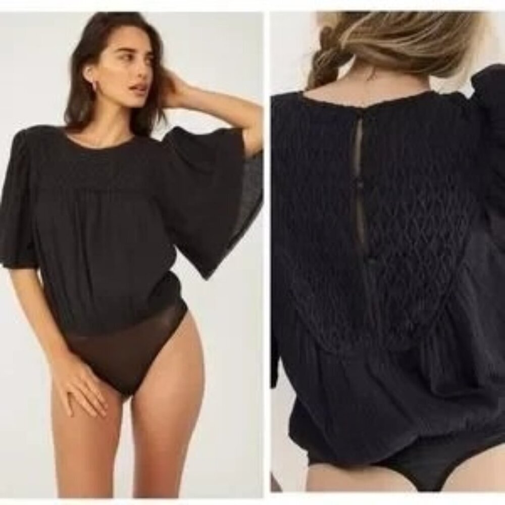 Free People Perfect Catch Black Thong Bodysuit - Picture 1 of 8